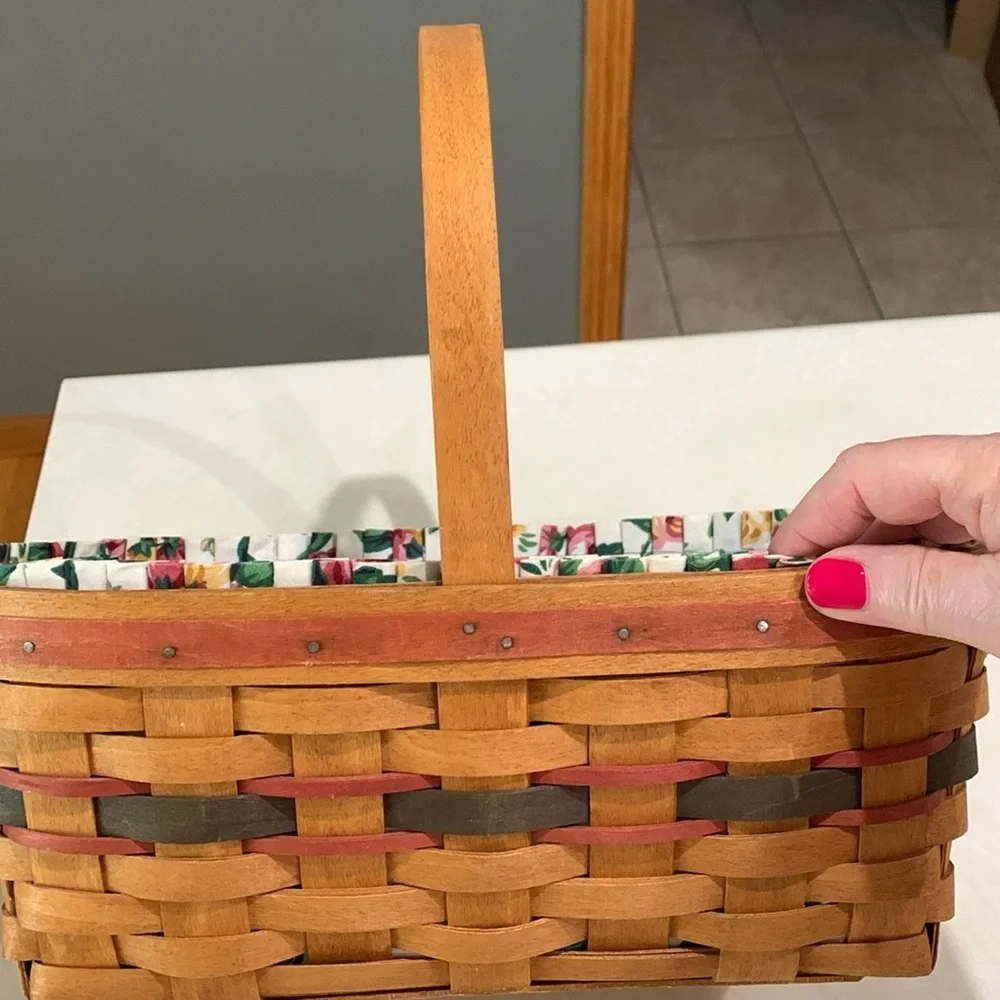 Longaberger Basket with Garden Splendor Liner and Protector.